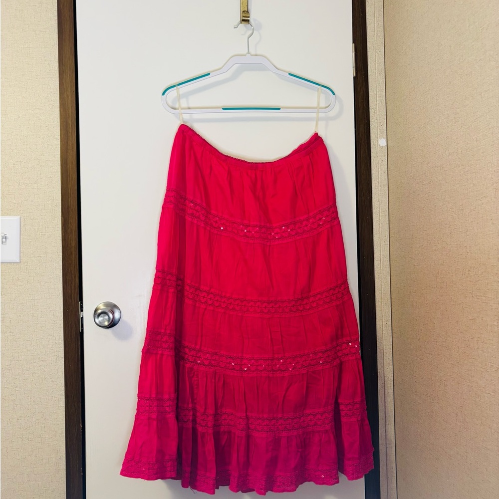 Cato Vibrant Red Maxi Skirt